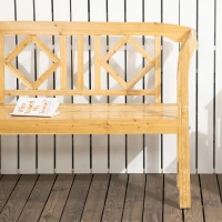 Outsunny Gartenbank im Landhausstil, wetterbeständig, Massivholz,116 cm x 53 cm x 83 cm, Natur(m-7)