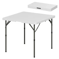 Outsunny 34/74cm Folding Camping Table, with Handle - White(m-11)