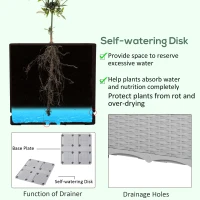 Outsunny Set of 4 26L Garden Raised Bed Elevated Patio Flower Plant Planter Box PP Vegetables Planting Container, Grey(m-6)