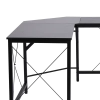 HOMCOM Escritorio Esquinero Moderno con Marco de Acero Carga 70 kg para Oficina Hogar Estudio 150x150x76 cm Negro(m-7)
