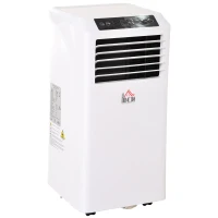 HOMCOM Aire Acondicionado Portátil 9000Btu 3 en 1 Refrigerador Ventilador Deshumidificador con Temporizador LED Control Remoto Potencia 1003W Silencioso 35,4x33,8x69,8 cm Blanco(m-1)