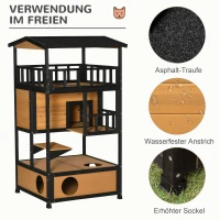 PawHut Katzenhaus Katzenhütte Outdoor Katzenhaus, wetterbeständig, 75,5 cm x 75 cm x 137 cm, Gelb(m-6)
