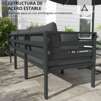 Outsunny Conjunto de Muebles de Jardín 7 Piezas Incluye Sofá de 5 Módulos con Cojines y 2 Mesas de Centro para Terraza Patio Gris(m-4)