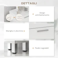 kleankin Mobiletto Bagno in Truciolato con 4 Cassetti e Base Rialzata, 30x30x93 cm, Bianco(m-6)