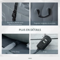 Outsunny Spa Gonflable Rond - 930 litres 108 Jets de Massage - 4 Personnes avec bâche, 2 Cartouches filtrantes - Liner PVC Blanc Gris(m-6)