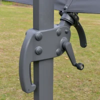 Outsunny Sonnenschirm 3x3m Ampelschirm Alu Roma Schirm mit Solar-LED-Lichtern neigbar Dunkelgrau(m-8)