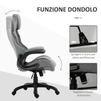 Vinsetto Sedia da Ufficio Poltrona Gaming, Ergonomica con Schienale Alto, Girevole e Altezza Regolabile, Nero e Grigio(m-6)