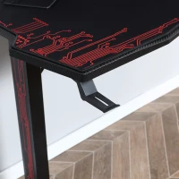 HOMCOM Gaming Tisch Schreibtisch mit Kopfhörerhaken Getränkehalterung Computertisch mit Mauspad MDF Metall Schwarz+Rot 140 x 70 x 77 cm(m-8)