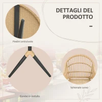 Outsunny Set da Giardino 7 Pezzi in Rattan PE con Tavolo da Pranzo 153x89x74 cm e 6 Sedie 52x62x78 cm con Cuscini(m-7)