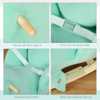 HOMCOM Caballito Balancín Forma Ballena para Niños de 18-36 Meses Mecedora de Felpa con Sonidos Cinturón de Seguridad y Reposapiés 60x33x50 cm Turquesa(m-6)