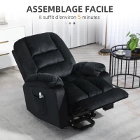 HOMCOM Fauteuil releveur électrique fauteuil de relaxation inclinable 8 points de massage vibrants 85 x 94 x 107 cm noir(m-8)