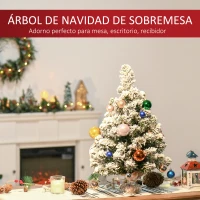 HOMCOM Árbol de Navidad Artificial 60 cm con 67 Ramas Ignífugas y Base de Cemento Decoración Navideña para Mesa Escritorio Oficina Ø32x60 cm Verde y Blanco(m-7)