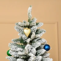 HOMCOM Árbol de Navidad Nevado 210 cm Árbol de Navidad Artificial con 784 Puntas de Rama Ignífugas y Soporte de Acero Decoración Navideña para Interiores Verde y Blanco(m-8)