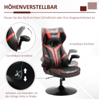 Vinsetto Gaming Stuhl ergonomischer Computerstuhl mit Wippfunktion Drehstuhl höhenverstellbar Stahl Schwarz+Rot 67 x 70 x 106-112 cm(m-4)