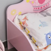 HOMCOM Kinderbett mit Prinzessinnen-Motiv mit Rausfallschutz für 3–6 Jahre, Mädchenbett, Holzbett für Kinderzimmer, Pappelholz, 143 x 73 x 60 cm(m-8)