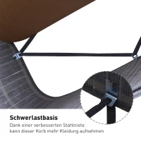 HOMCOM Bambus Wäschekorb mit Deckel 100 L Wäschesammler mit PU-Griffen, Wäschesack aus Segeltuch, Laundry Baskets Wäschesortierer für Waschküche Schlafzimmer Badezimmer Grau(m-6)