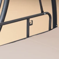 Outsunny Columpio Balancín Jardín de 3 Plazas Convertible en Cama con Techo Ajustable Cojín Acolchado y Almohadas para Balcón Terraza Carga 340 kg Acero 200x125x170 cm Beige(m-7)