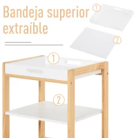 HOMCOM Carrito de Cocina de 4 Niveles Carrito Verdulero Carro Multiusos con 2 Bandejas Extraíblse y Estante 40x30x76 cm Blanco(m-6)