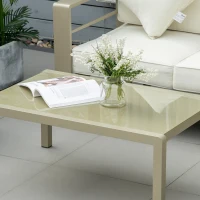Outsunny Set giardino 4 pezzi con Divanetto 2 Poltrone e Tavolino con Cuscini Sfoderabili Oro(m-7)