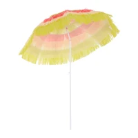 Outsunny 1.6m Garden Hawaii Parasol, Patio Beach Sun Umbrella Sunshade Hawaiian Folding Tilting Crank Parasol (Multicolour)(m-11)