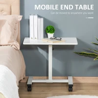 HOMCOM Laptop Table Height Adjustable, Mobile Laptop Stand with Wheels, Sofa Side Table for Home Office, White(m-4)