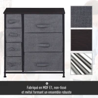 HOMCOM Lot de 2 commodes en Tissu Meuble de Rangement 11 tiroirs chiffonnier Cadre en métal pour chambre salon entrée bureau(m-5)