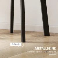 HOMCOM Esstisch für 2 Personen, weiße Tischplatte, Metallbeine mit Fußkappen, Ø72 x 75H cm, Schwarz(m-6)