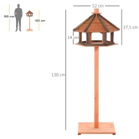 PawHut Vogelhaus mit Ständer wetterfestes Vogelfutterhaus mit wetterfestem Dach Futterhaus aus Holz für Wildvögel Ø52 x 130H cm Natur(m-3)