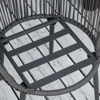 Outsunny Salotto da Giardino in Rattan con 2 Poltroncine con Cuscini e Tavolino da Caffè in Vetro, Grigio(m-8)