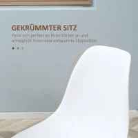 HOMCOM Esszimmerstuhl 4er-Set, Metallbeine in Holzoptik, rutschfeste Füße, bis 120 kg, Weiß/Holzdekor(m-5)