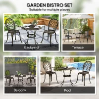 Outsunny Three-Piece Elegant Aluminium Garden Set - Bronze Tone(m-6)