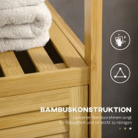 kleankin Badezimmerschrank Badregal, Bambus, 1Ablage, 1 Schrank, 33 cm x36.5 cm x67 cm, Natur(m-5)