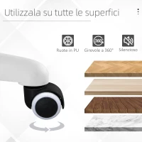 Vinsetto Sedia da Ufficio Massaggiante a 2 Punti con Cuscino e Braccioli, in Tessuto, 57x70x78-86 cm, Rosa(m-7)