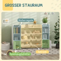 AIYAPLAY Kinder-Aufbewahrungsregal, Regal für Spielzeug und Bücher, zum übersichtlichen Aufräumen, 8 herausnehmbare Boxen, Weiß(m-4)