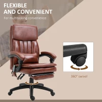 Vinsetto PU Leather Office Chair with 7 Point Vibrating Massage, Computer Desk Chair with Footrest, Adjustable Height, Reclining Back, Brown(m-7)
