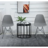 Lot de 2 chaises design néo-rétro Eiffel piètement métal assise dossier polypropylène(m-4)
