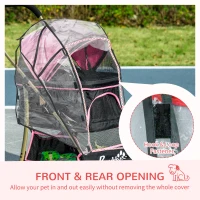 PawHut Detachable Pet Stroller with Rain Cover, 3 In 1 Cat Dog Pushchair, Foldable Carrying Bag w/ Universal Wheels, Brake, Canopy, Basket, Storage Bag for Small and Tiny Dogs - Pink(m-7)
