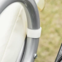 Outsunny Dondolo Letto da Giardino 3 Posti con Tetto Regolabile e 2 Portabicchieri, 200x120x164 cm, Crema(m-8)