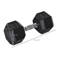 HOMCOM Haltère courte poids 15 Kg - Haltère hexagonale entraînement musculaire & haltérophilie - métal caoutchouc noir(m-3)
