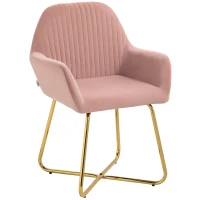 HOMCOM Modern Arm Chair Upholstered Accent Chair with Metal Base for Living Room Pink(m-10)