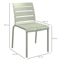 Outsunny Lot de 4 chaises de jardin chaises de bistro empilables avec assise et dossier à lattes dim. 42L x 54l x 78H cm vert(m-3)