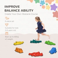 ZONEKIZ 6PCs Kids Stepping Stones, Crocodile-Designed Sensory Toys, with Anti-Slip Edge Balance River Stones(m-4)