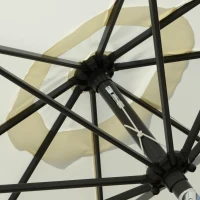 Outsunny 2.7m Patio Parasol Garden Umbrellas Outdoor Sun Shade Table Umbrella with Tilt, Crank, 8 Ribs, Ruffles, White(m-8)