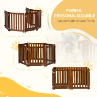 PawHut Recinto e Cancellino per Cani di Piccola Taglia a 6 Pannelli, Design Pieghevole e Salvaspazio, Marrone(m-6)