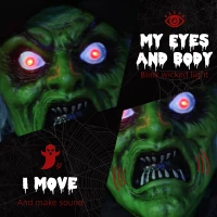 HOMCOM 6ft Halloween Witch Decoration, Outdoor Activated Prop with Light Up Eyes Magical Heart, Sound Activated(m-5)