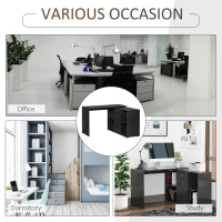 HOMCOM L-Shaped Computer Desk with Storage Compartments, Drawer and Cabinet, Laptop PC Corner Table, Home Office Workstation, 120 x 115 x 76cm, Black(m-6)