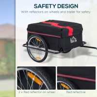 HOMCOM Two-Wheel Bicycle Large Cargo Wagon Trailer Oxford Fabric, Folding Storage, & Removable Cover, Red(m-8)