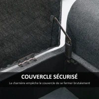 HOMCOM Banc coffre rangement capitonné banquette avec accoudoirs, banc de rangement pour la chambre à coucher, entrée, salon, charge 130 Kg dim. 116 x 44 x 58 cm gris foncé(m-7)