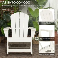 Outsunny Silla Mecedora de Jardín Estilo Adirondack de HDPE para Balcón Terraza Patio Carga 120 kg 73,5x93x91,5cm Blanco(m-5)