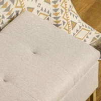 HOMCOM Banqueta con Almacenamiento Banco Rectangular Tapizado en Lino con Tapa Abatible y Patas de Acero 110x44x48 cm Beige(m-8)